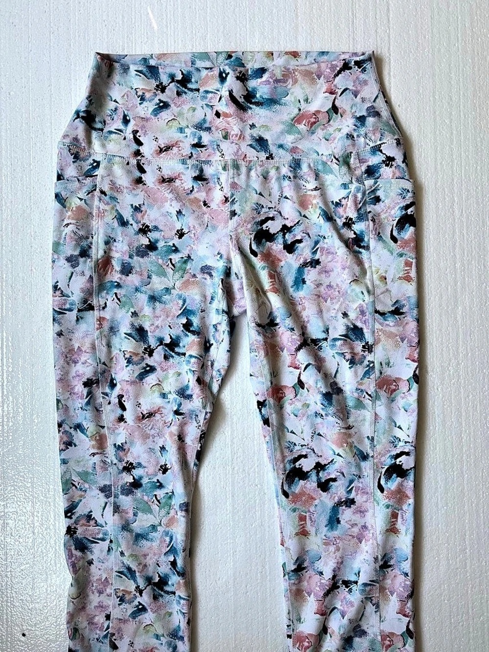 RBX High-Rise Performance Leggings with Side Pockets Floral Leggings Pink, blue